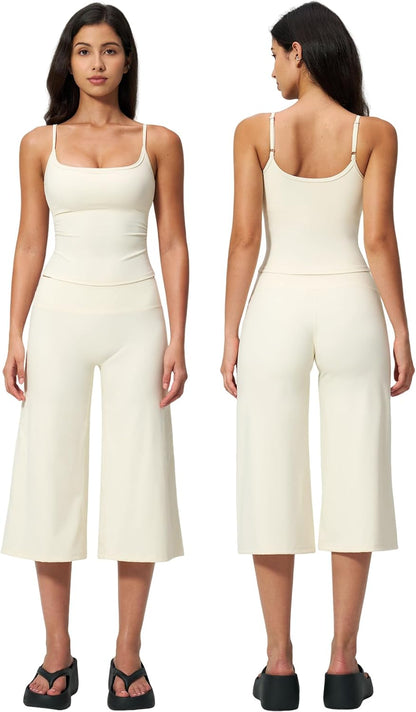 New Yoga Tank Top High Waist Quick-Dry Casual Mid-Length Pants Running Outdoor Athletic Sportswear Yoga Set for Women