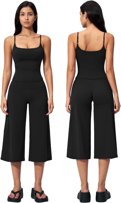 New Yoga Tank Top High Waist Quick-Dry Casual Mid-Length Pants Running Outdoor Athletic Sportswear Yoga Set for Women
