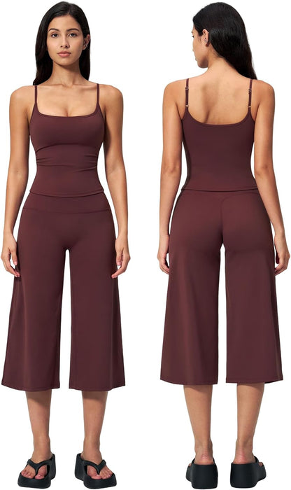 New Yoga Tank Top High Waist Quick-Dry Casual Mid-Length Pants Running Outdoor Athletic Sportswear Yoga Set for Women