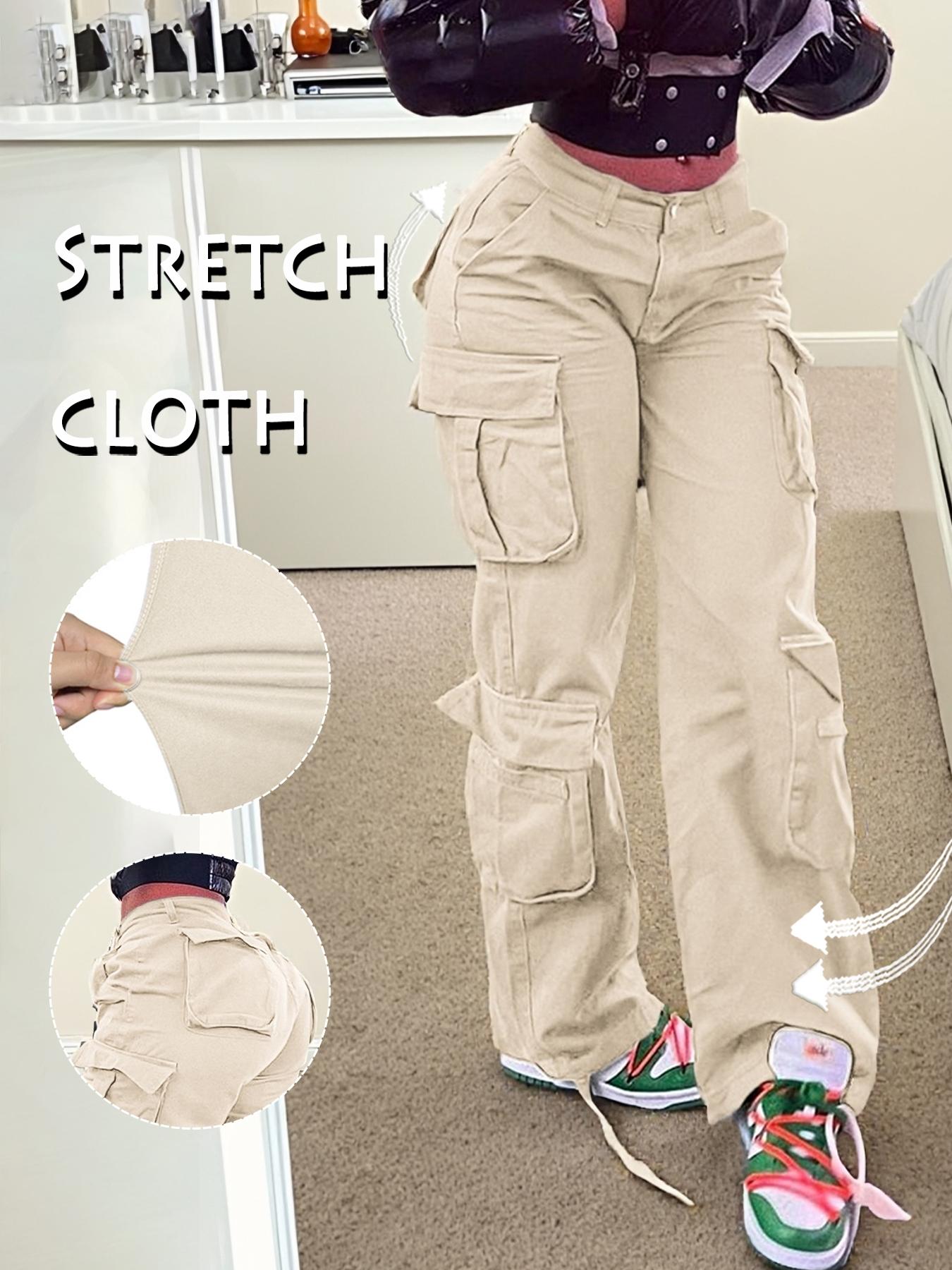 Women's High-Waisted Cargo Pants, Casual Comfortable Basic Style