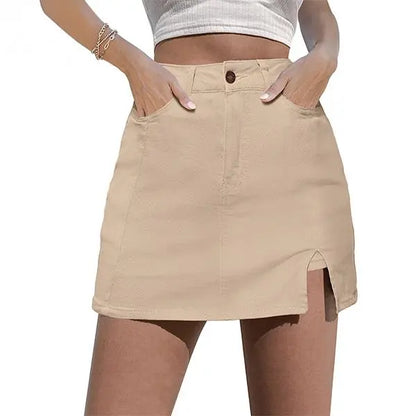 Skorts Skirts for Women Denim Mini Casual Oversize Skirt Side Slit with High Waisted Jean Shorts Stretchy