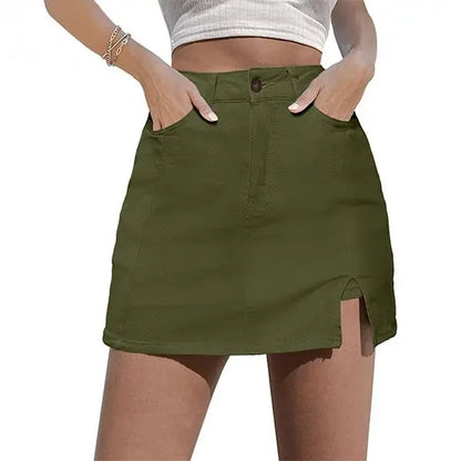 Skorts Skirts for Women Denim Mini Casual Oversize Skirt Side Slit with High Waisted Jean Shorts Stretchy