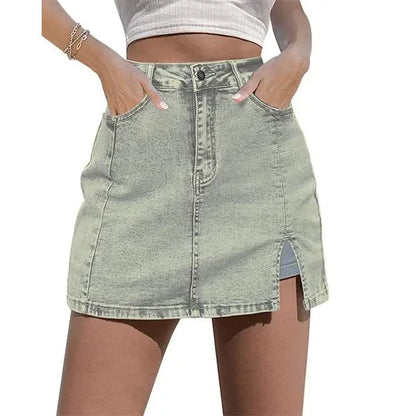 Skorts Skirts for Women Denim Mini Casual Oversize Skirt Side Slit with High Waisted Jean Shorts Stretchy