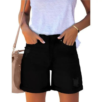 10PACK High-Waisted Distressed Rolled-Up Denim Shorts