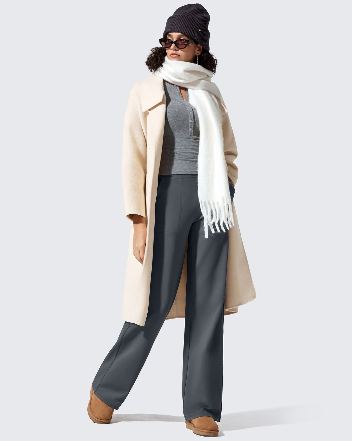 Pantalones de vestir de talle alto con forro polar EverGoing
