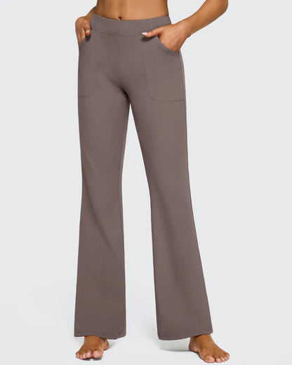 Pantalones de trabajo acampanados de tiro alto con forro polar