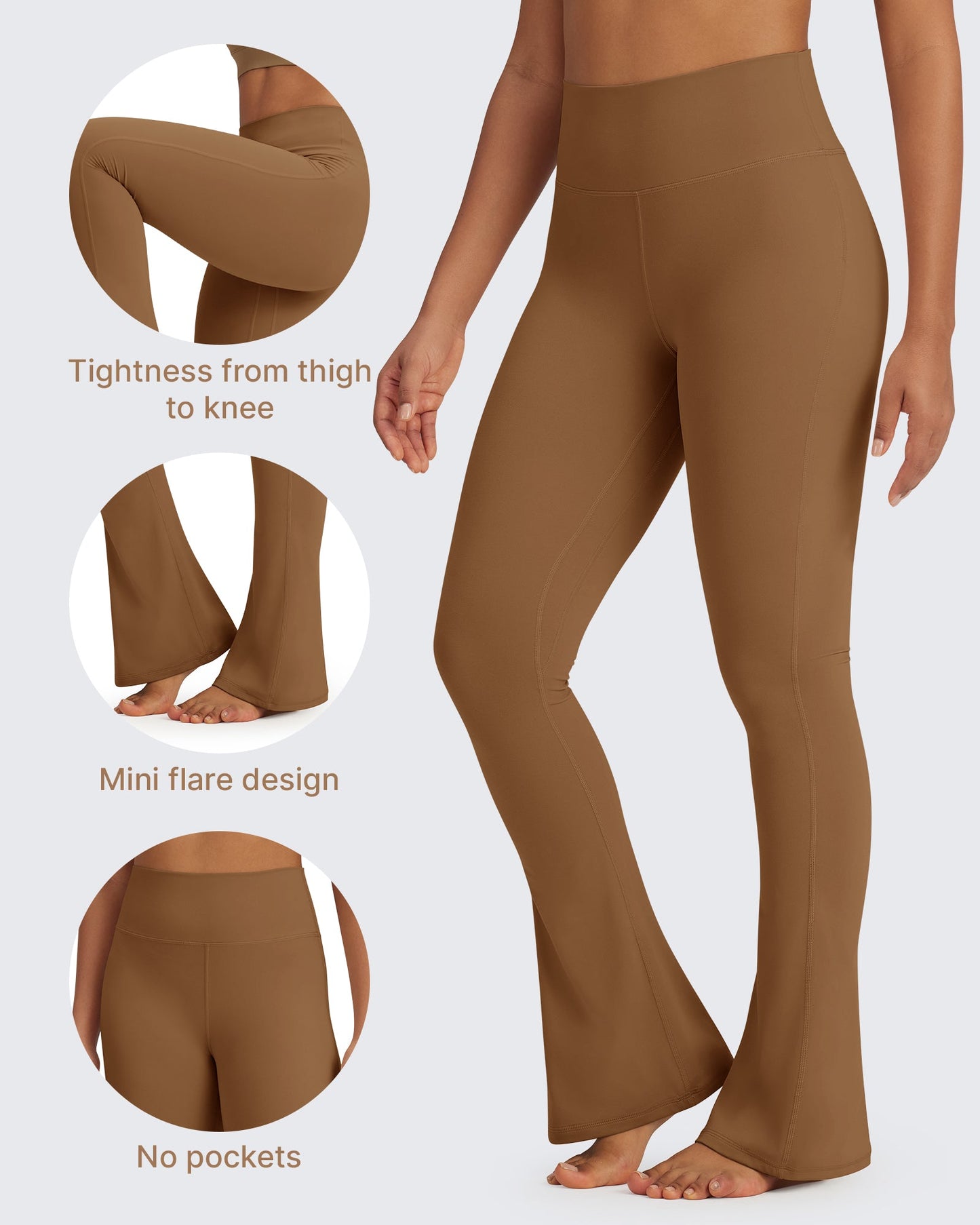BareFeel Pantalones acampanados cortos de cintura alta Casual