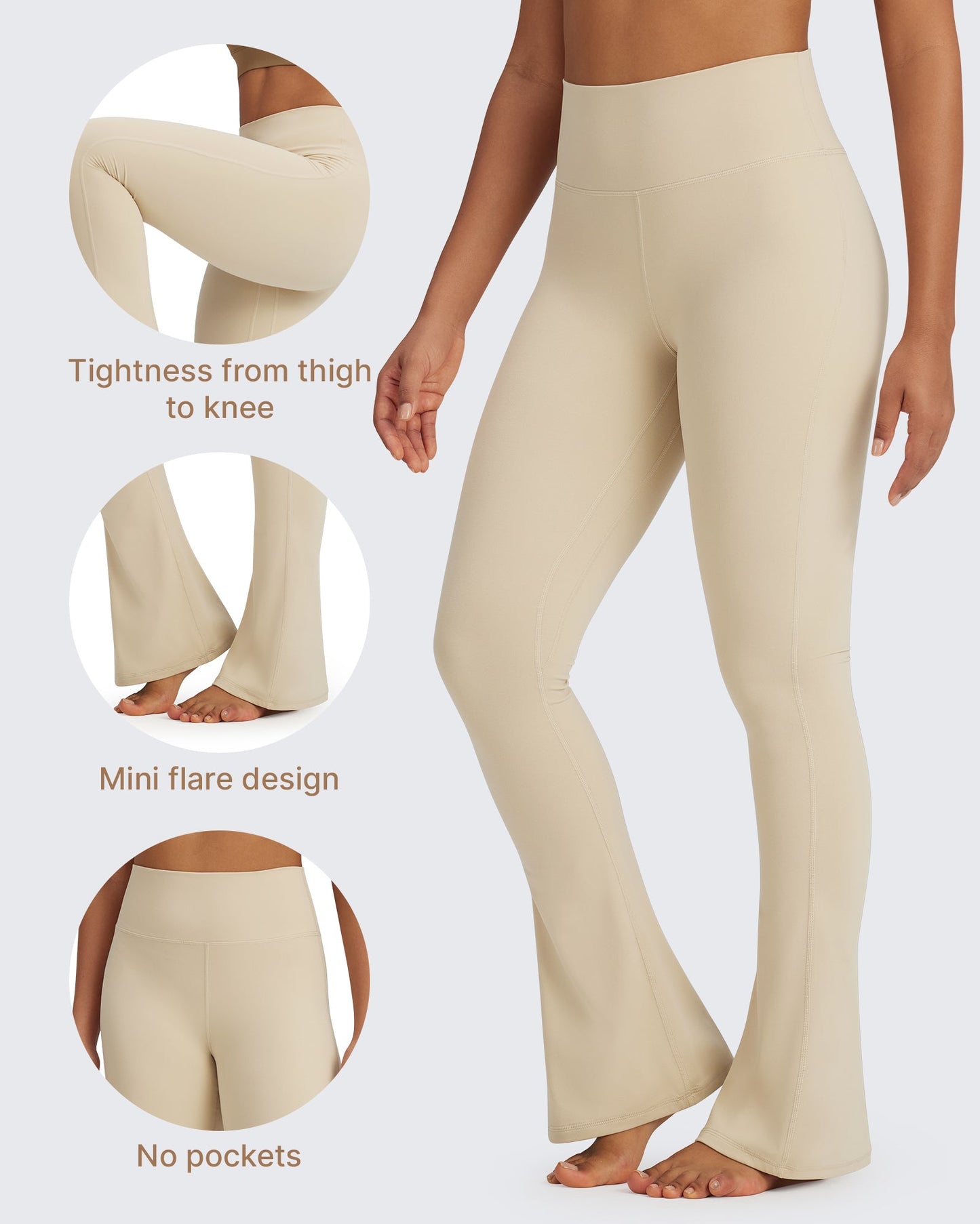BareFeel Pantalones acampanados cortos de cintura alta Casual