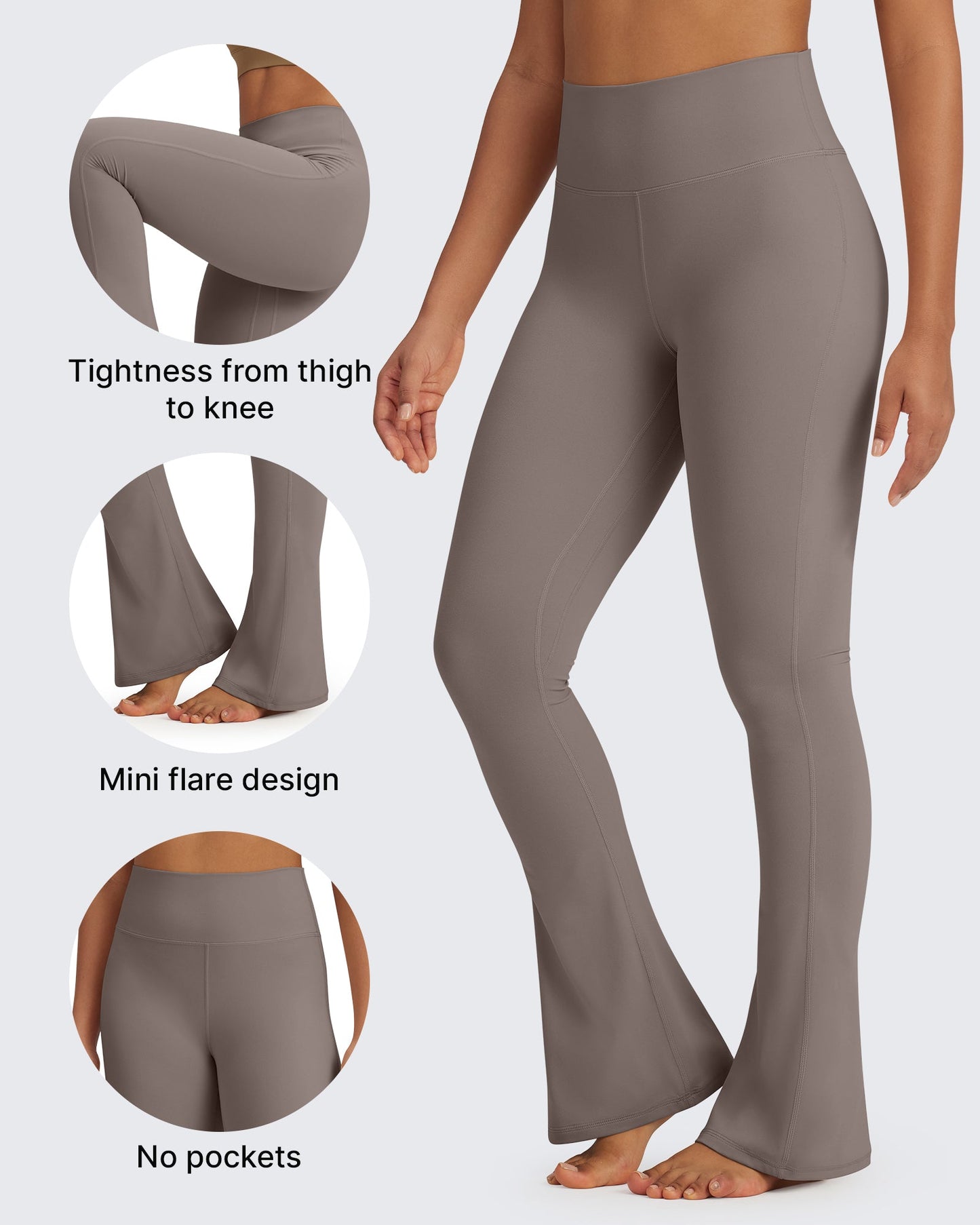 BareFeel Pantalones acampanados cortos de cintura alta Casual