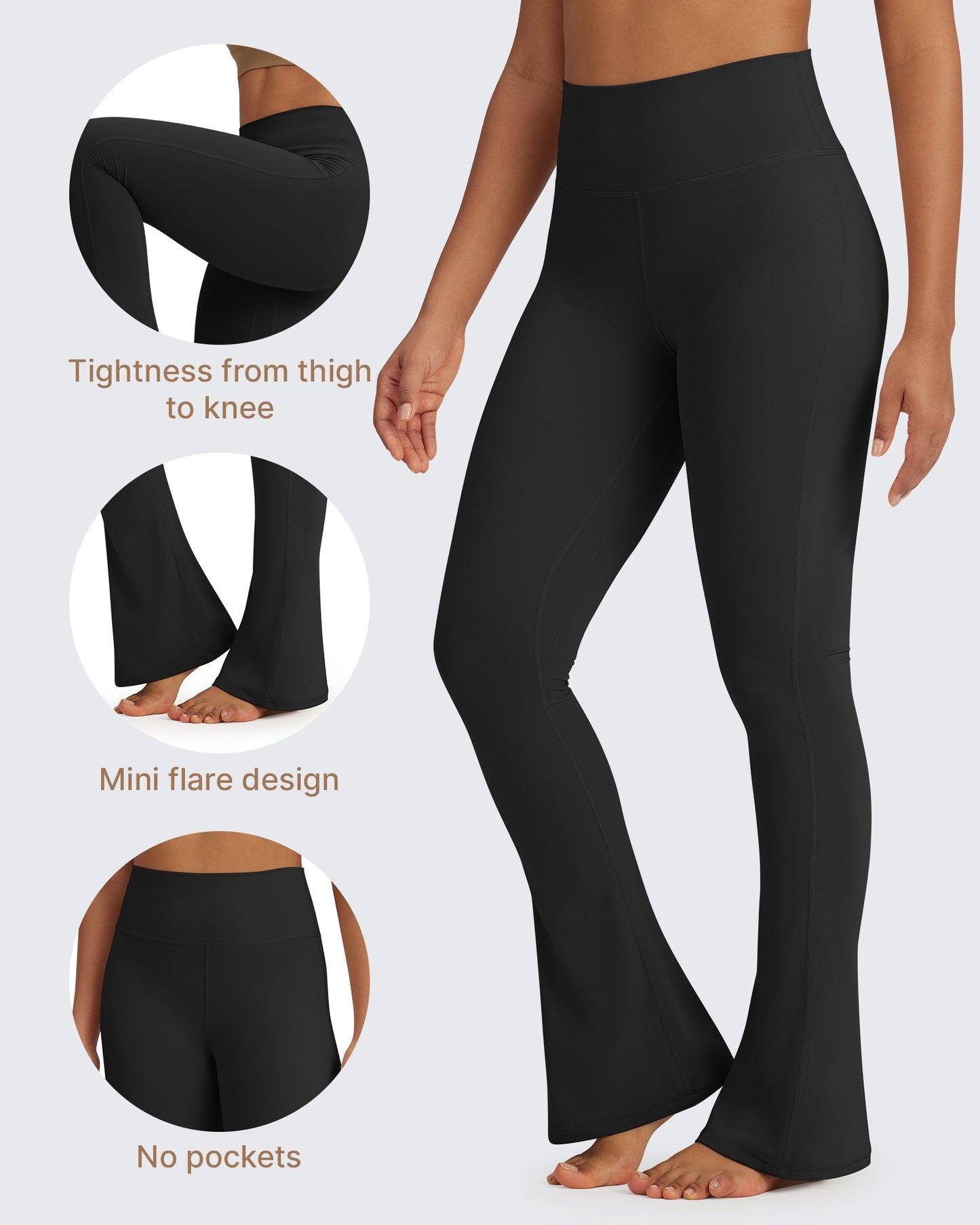 BareFeel Pantalones acampanados cortos de cintura alta Casual