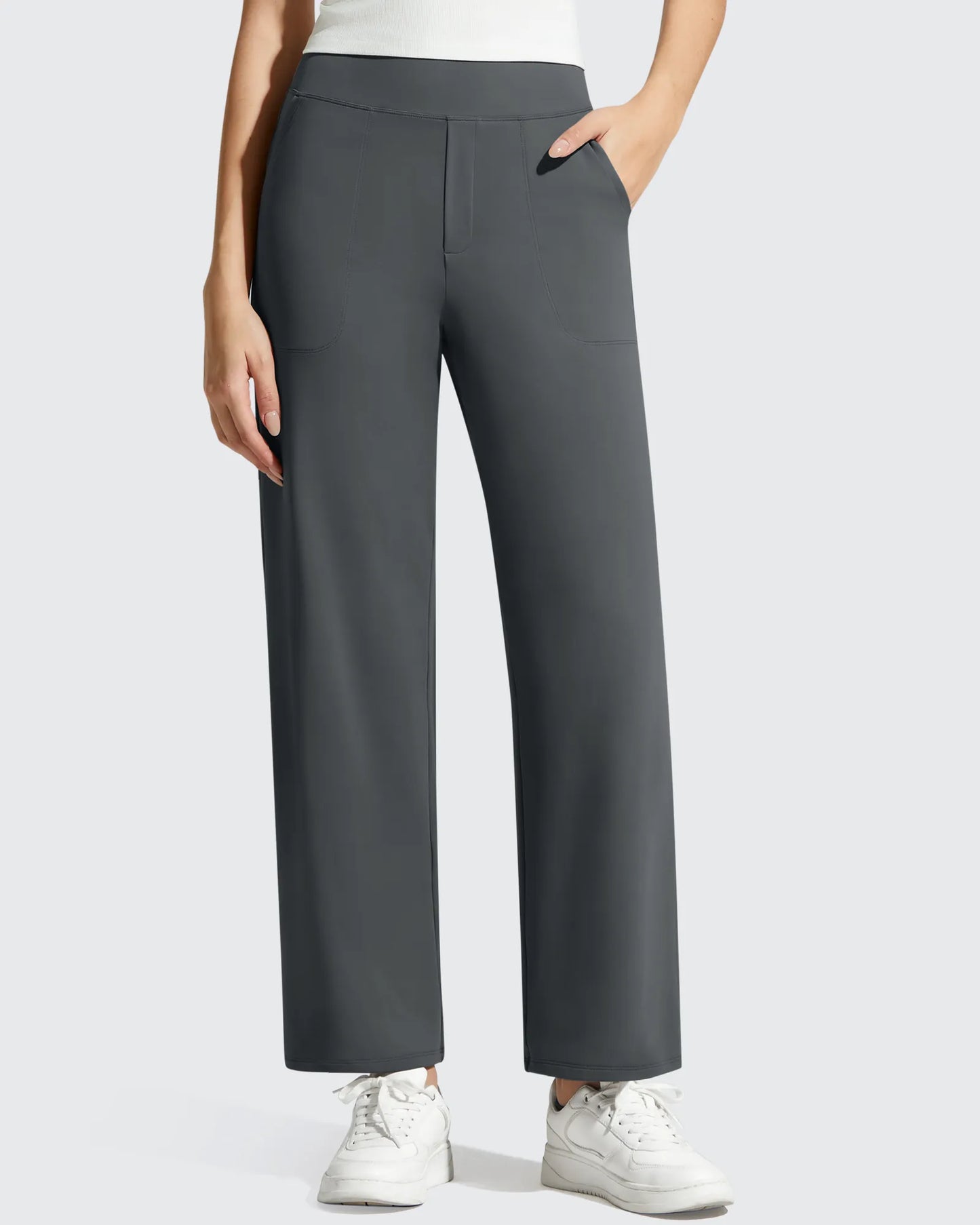 Pantalones de vestir informales largos hasta el tobillo BareFeel Faux Fly