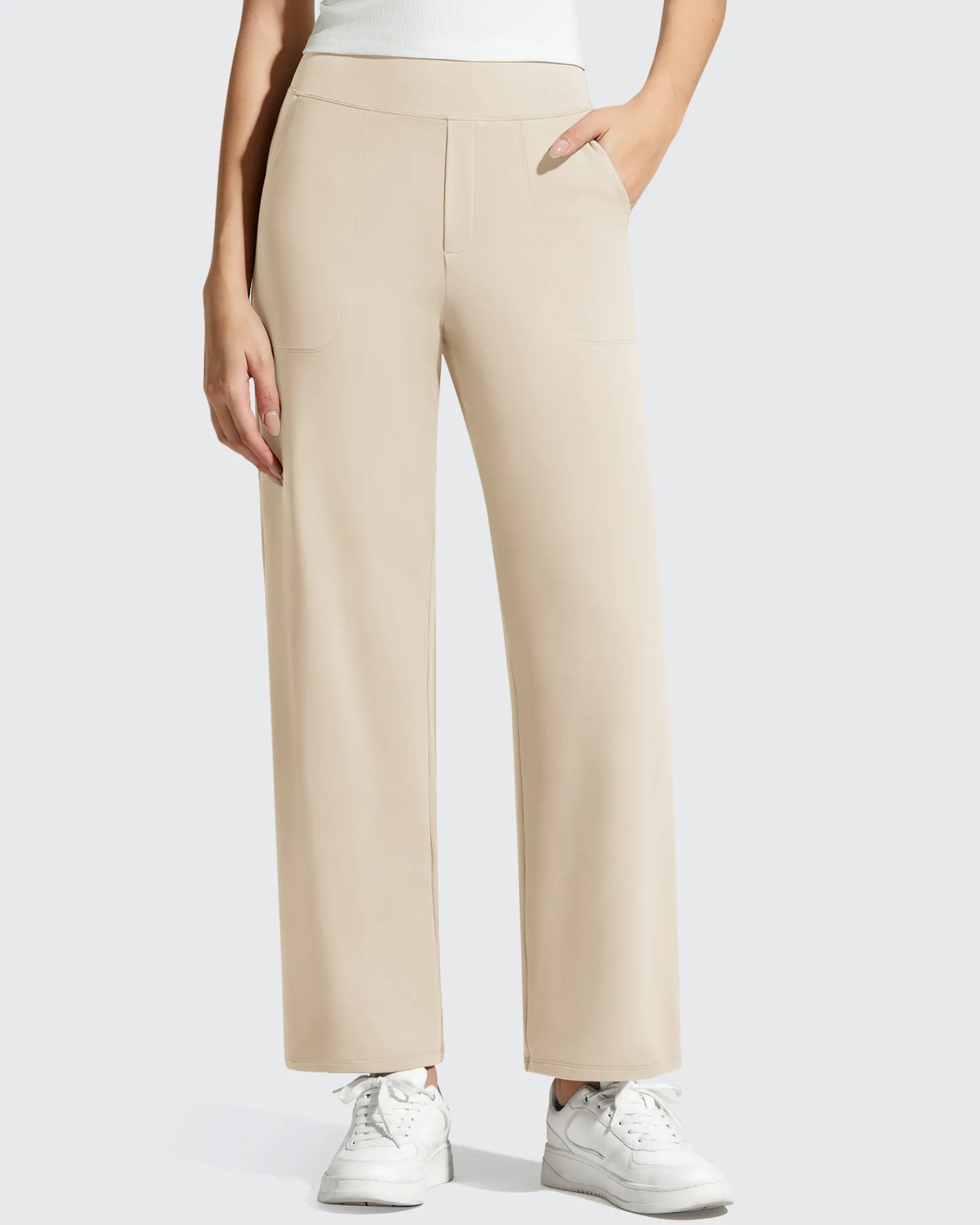 Pantalones de vestir informales largos hasta el tobillo BareFeel Faux Fly