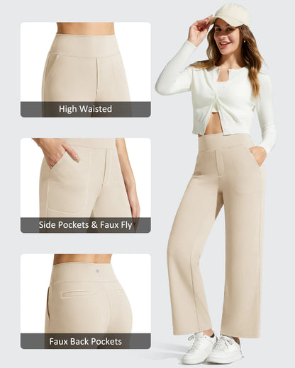 Pantalones de vestir informales largos hasta el tobillo BareFeel Faux Fly
