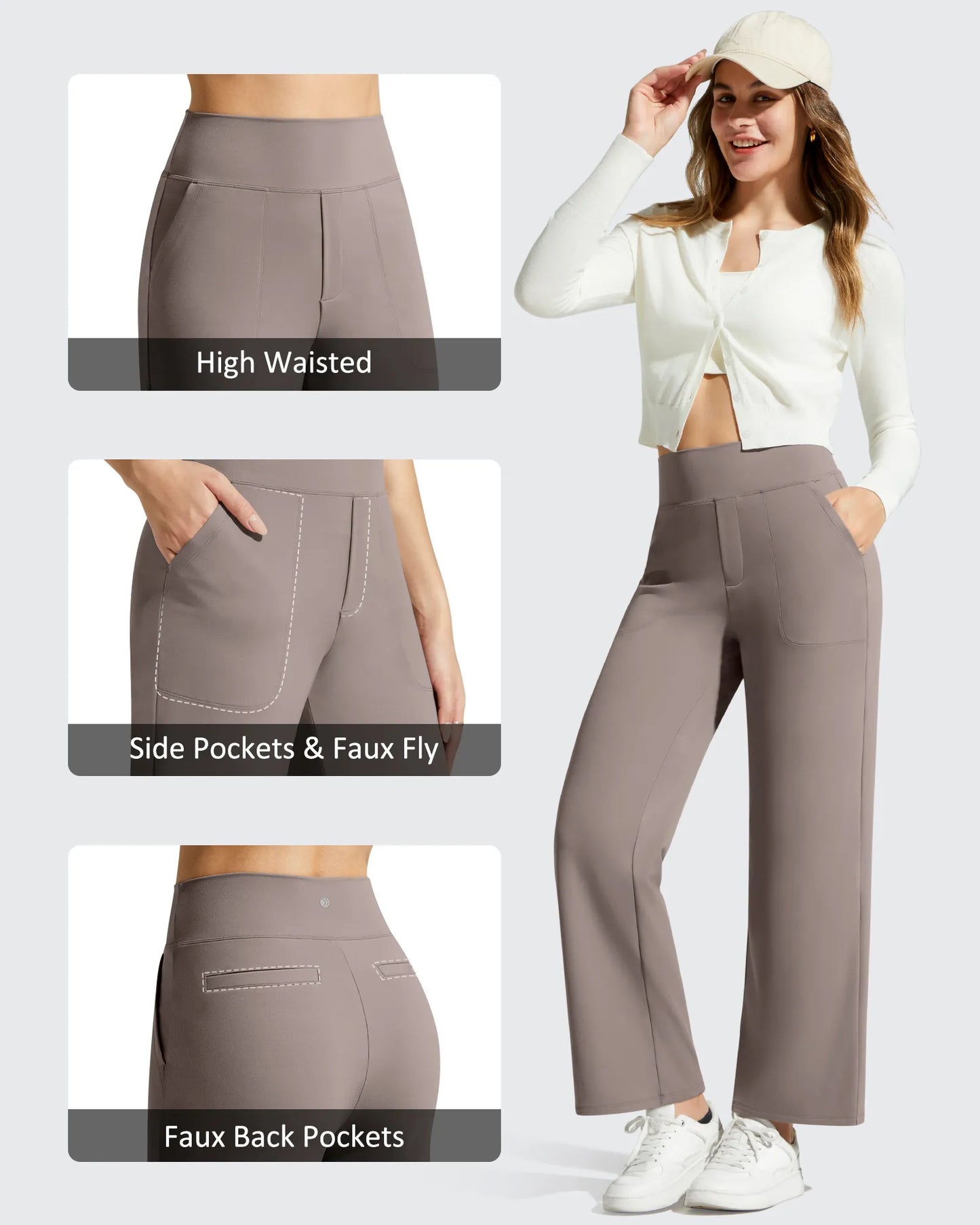 Pantalones de vestir informales largos hasta el tobillo BareFeel Faux Fly
