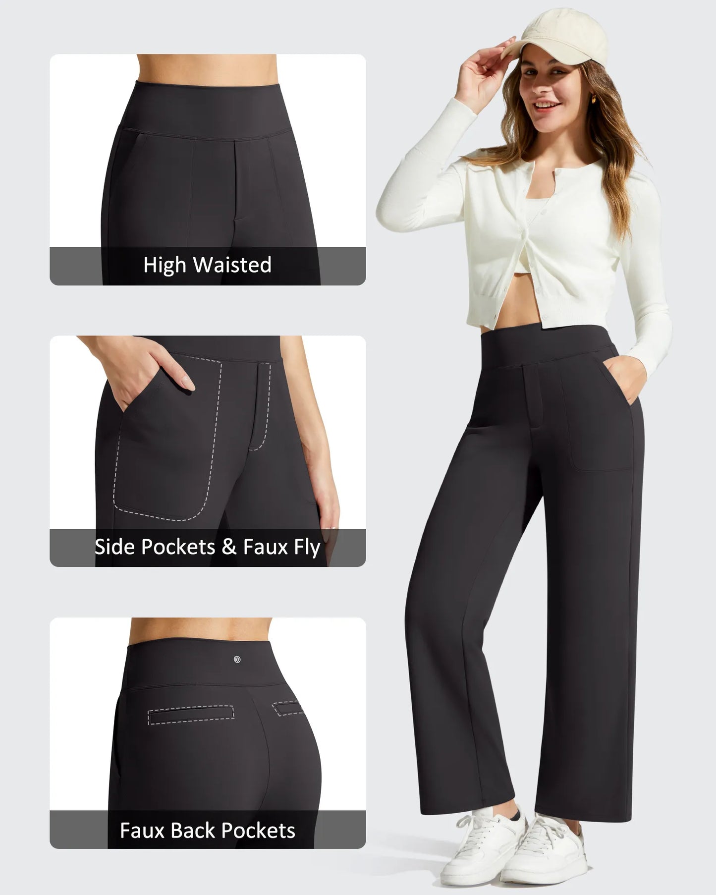 Pantalones de vestir informales largos hasta el tobillo BareFeel Faux Fly