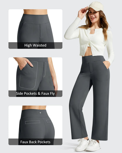 Pantalones de vestir informales largos hasta el tobillo BareFeel Faux Fly