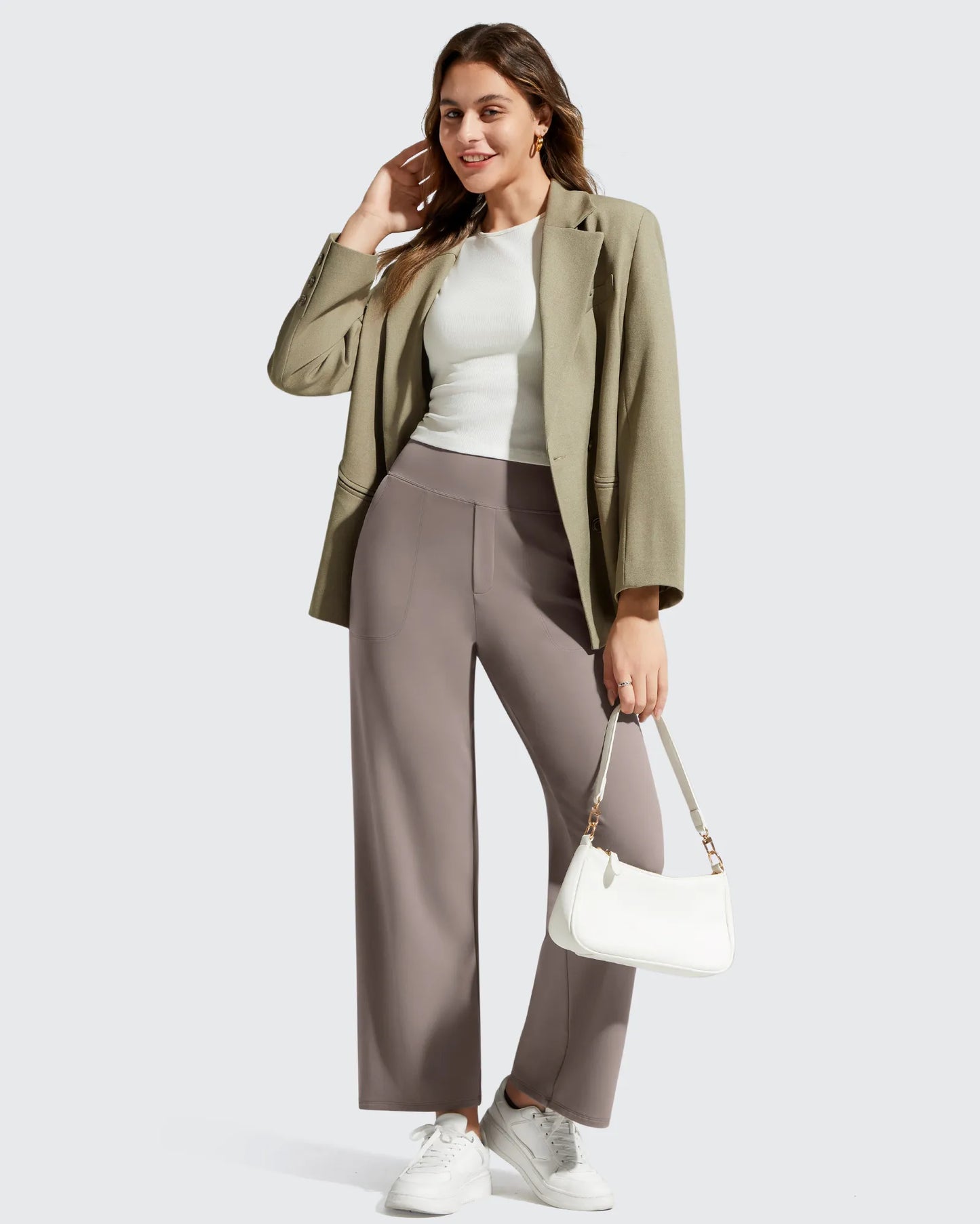 Pantalones de vestir informales largos hasta el tobillo BareFeel Faux Fly