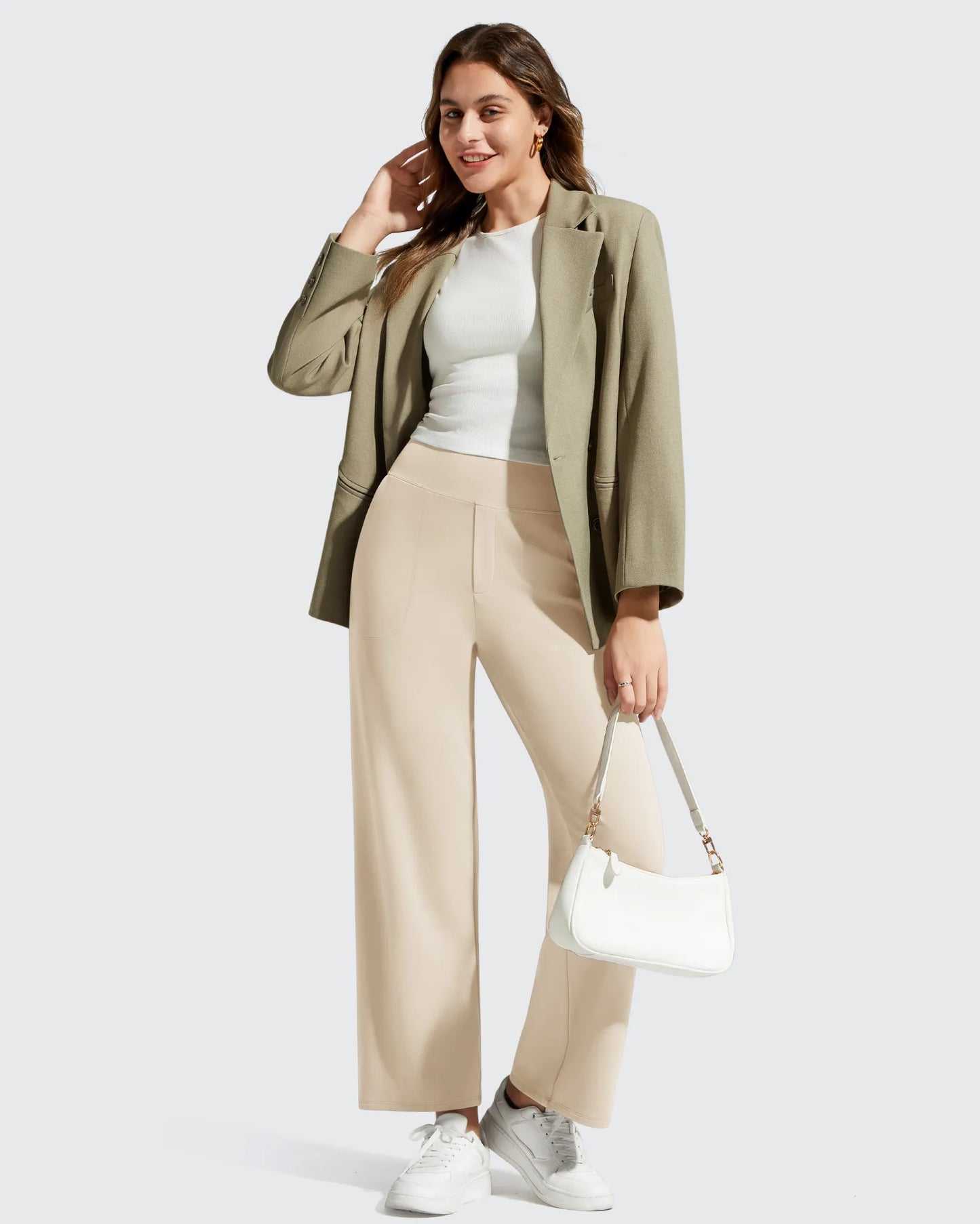 Pantalones de vestir informales largos hasta el tobillo BareFeel Faux Fly