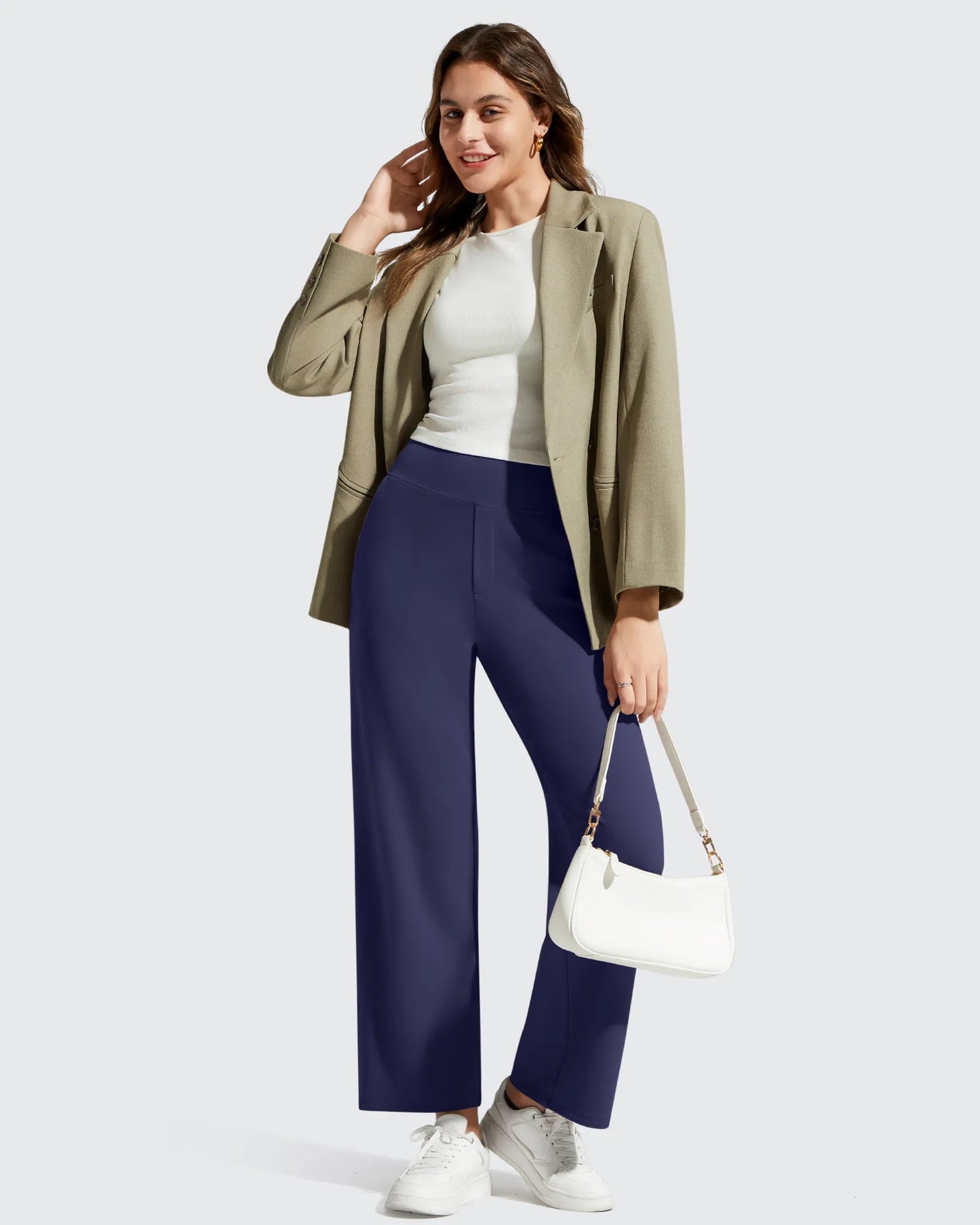 Pantalones de vestir informales largos hasta el tobillo BareFeel Faux Fly