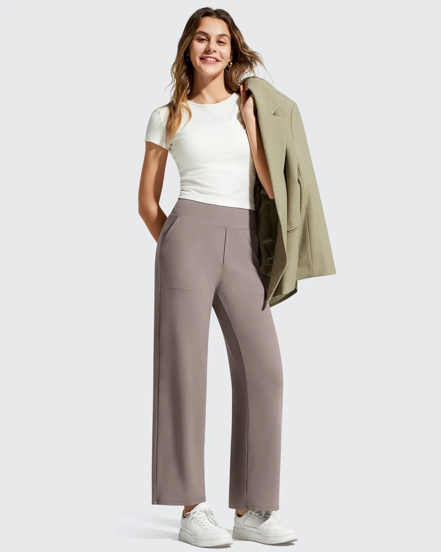 Pantalones de vestir informales largos hasta el tobillo BareFeel Faux Fly
