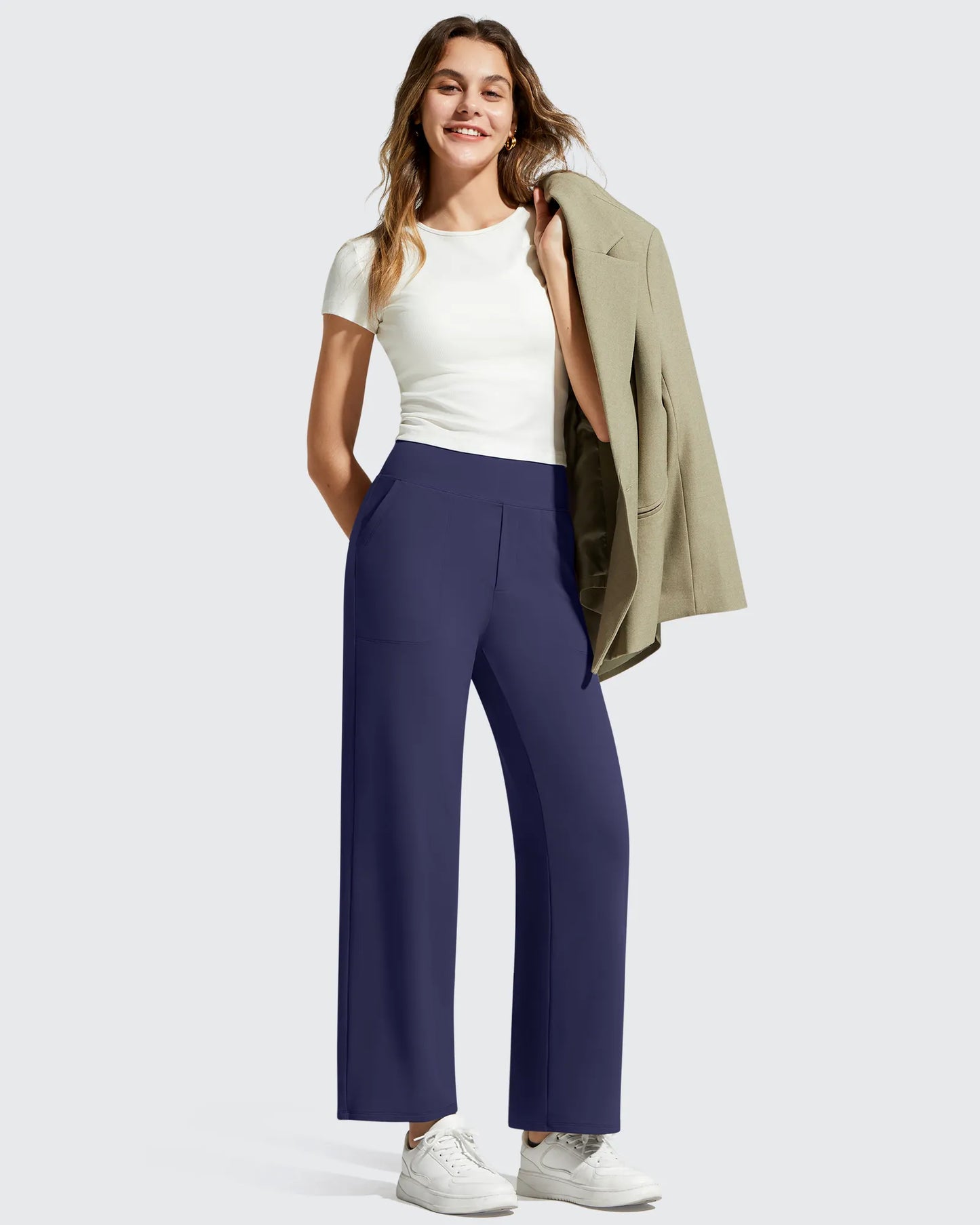 Pantalones de vestir informales largos hasta el tobillo BareFeel Faux Fly