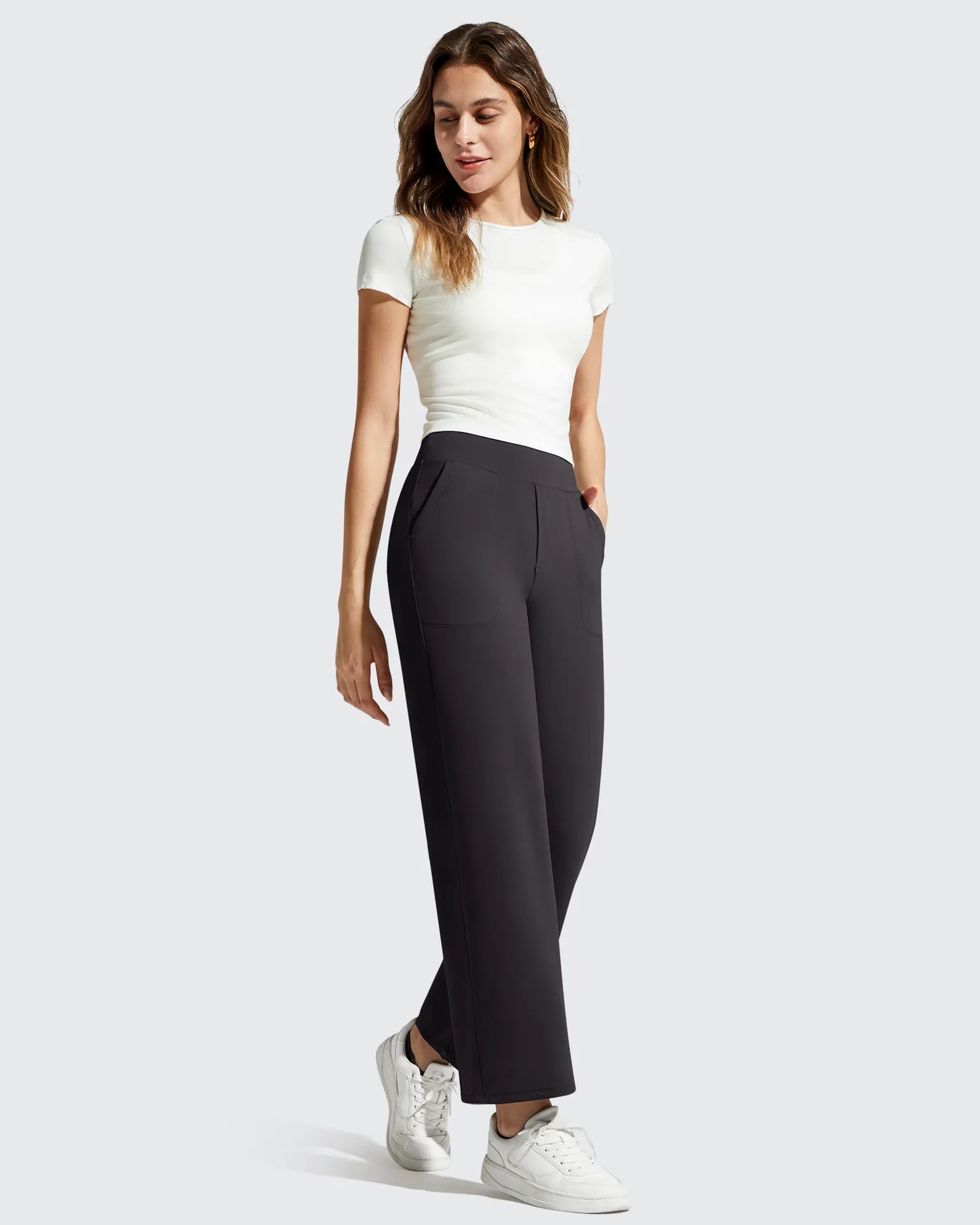 Pantalones de vestir informales largos hasta el tobillo BareFeel Faux Fly