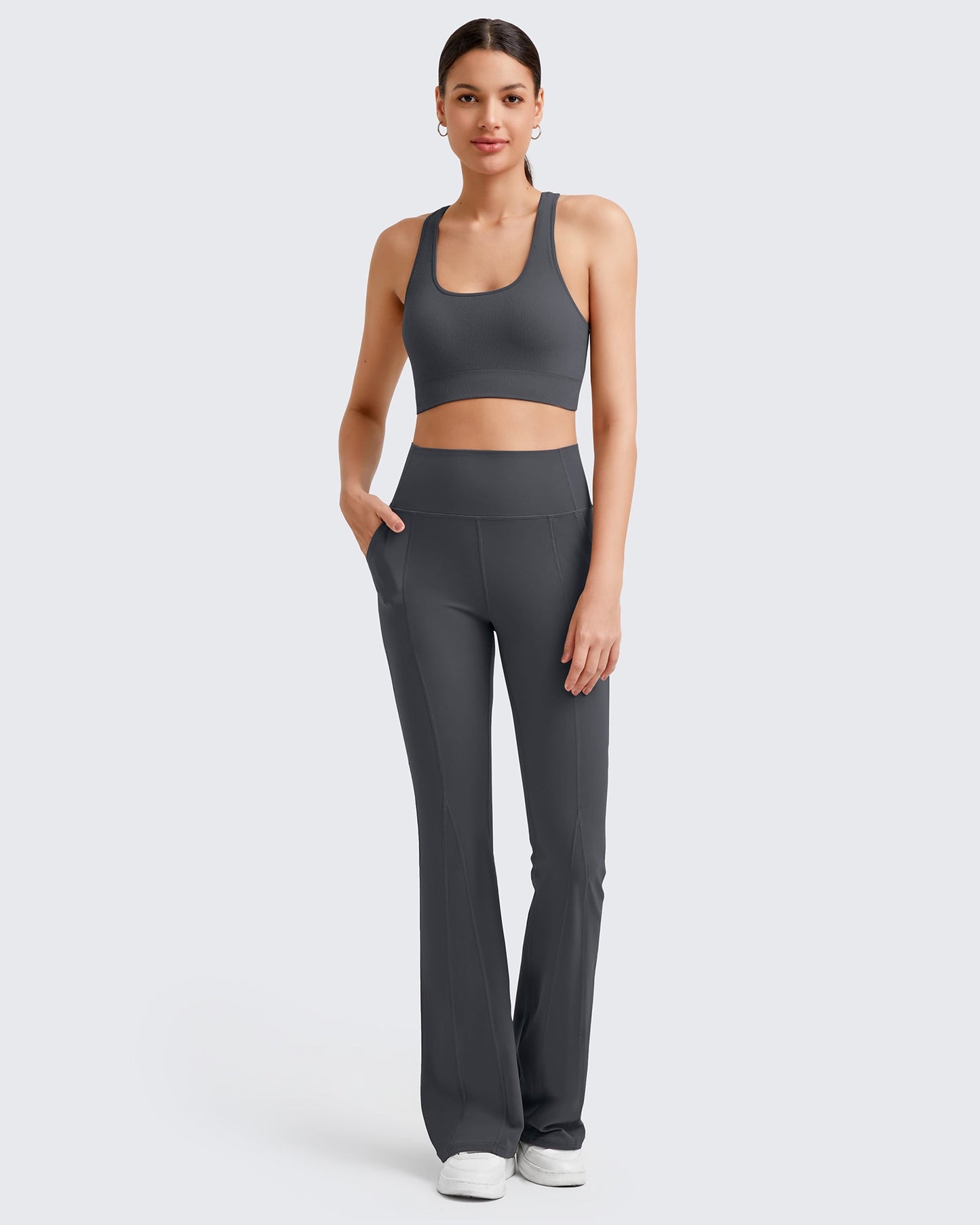 Pantalones casuales acampanados de yoga de tiro alto BareFeel