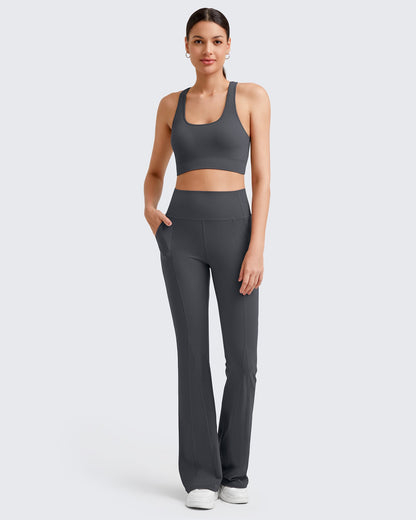 Pantalones casuales acampanados de yoga de tiro alto BareFeel