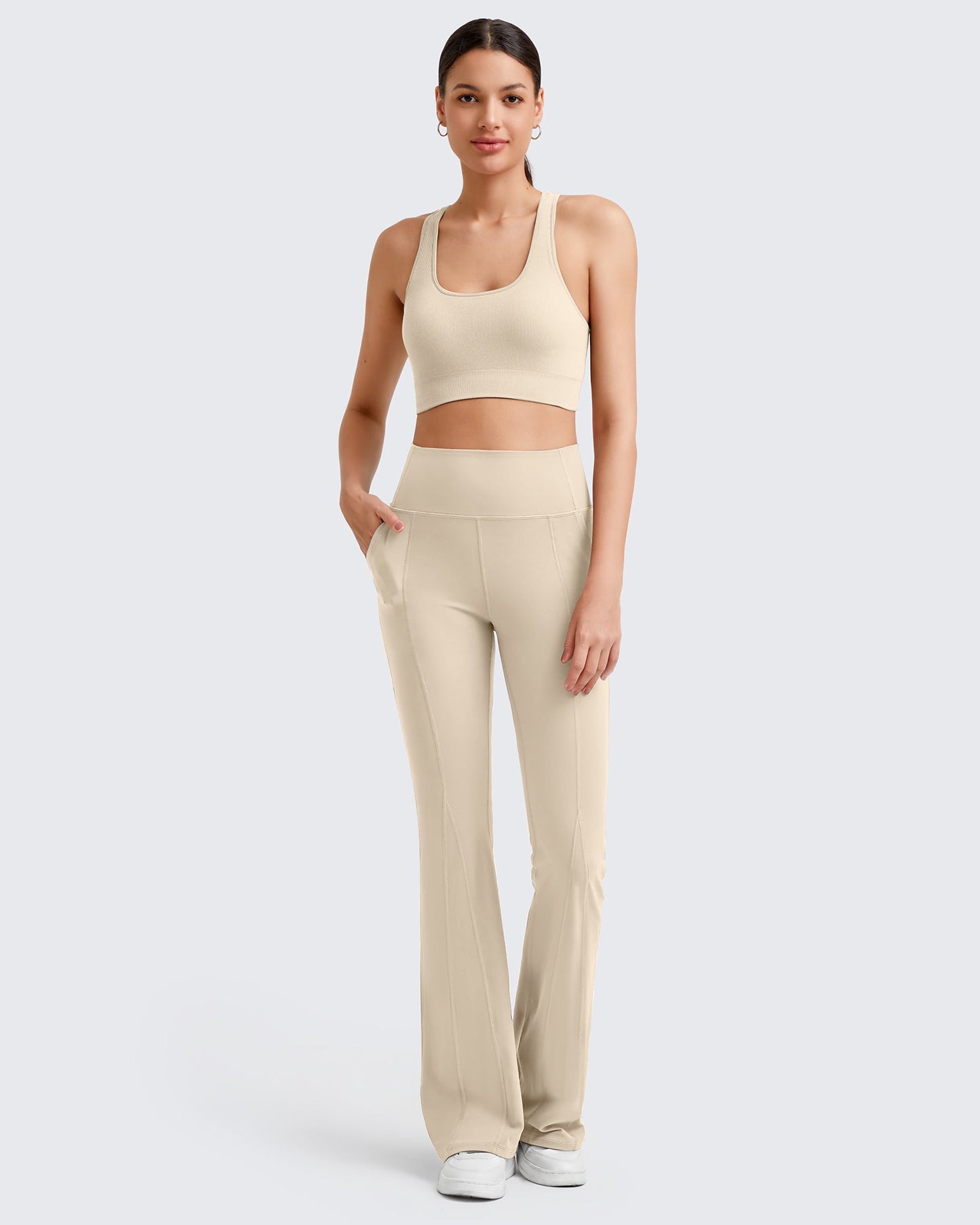 Pantalones casuales acampanados de yoga de tiro alto BareFeel
