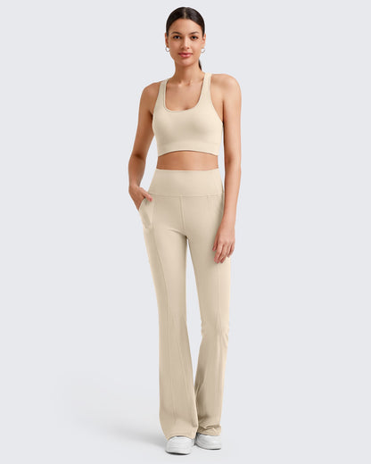 Pantalones casuales acampanados de yoga de tiro alto BareFeel