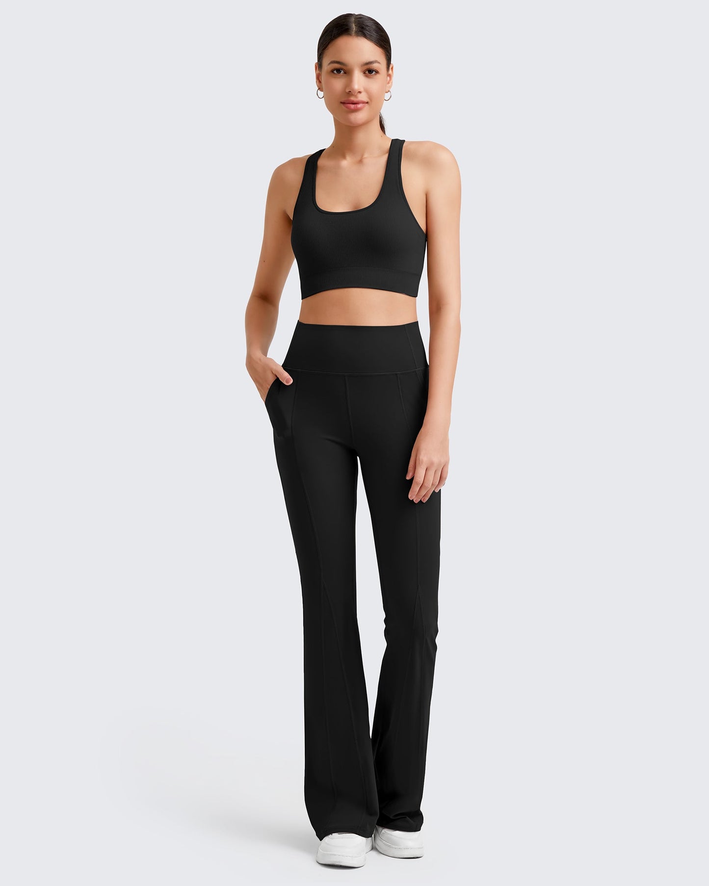 Pantalones casuales acampanados de yoga de tiro alto BareFeel