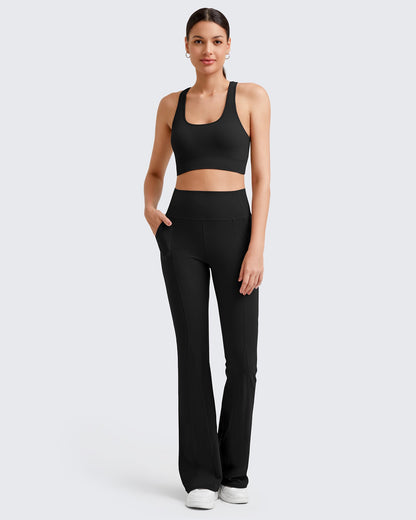 Pantalones casuales acampanados de yoga de tiro alto BareFeel