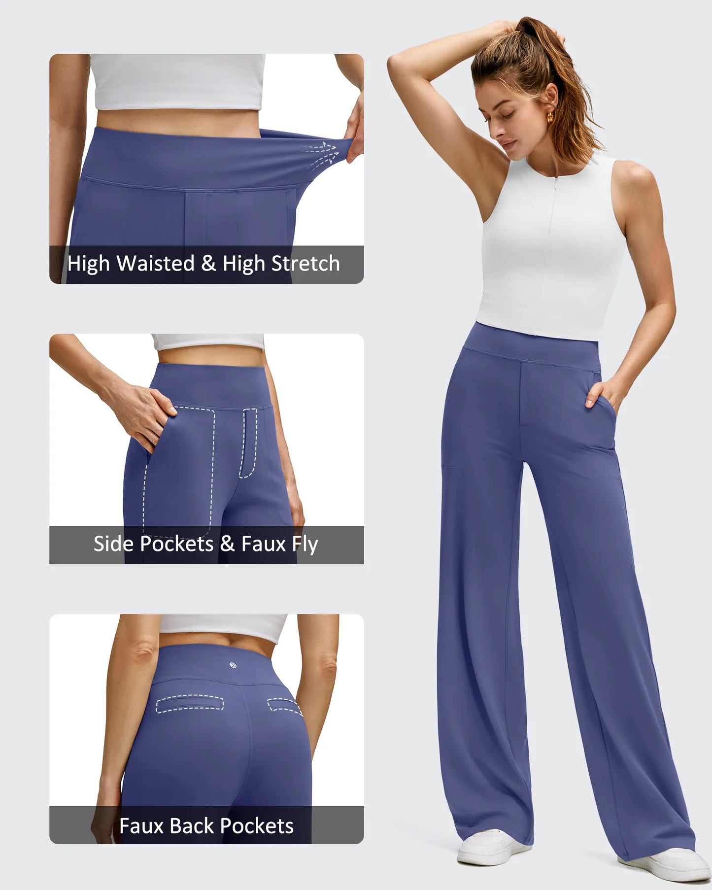 Pantalones de yoga de pierna ancha de alta elasticidad BareFeel