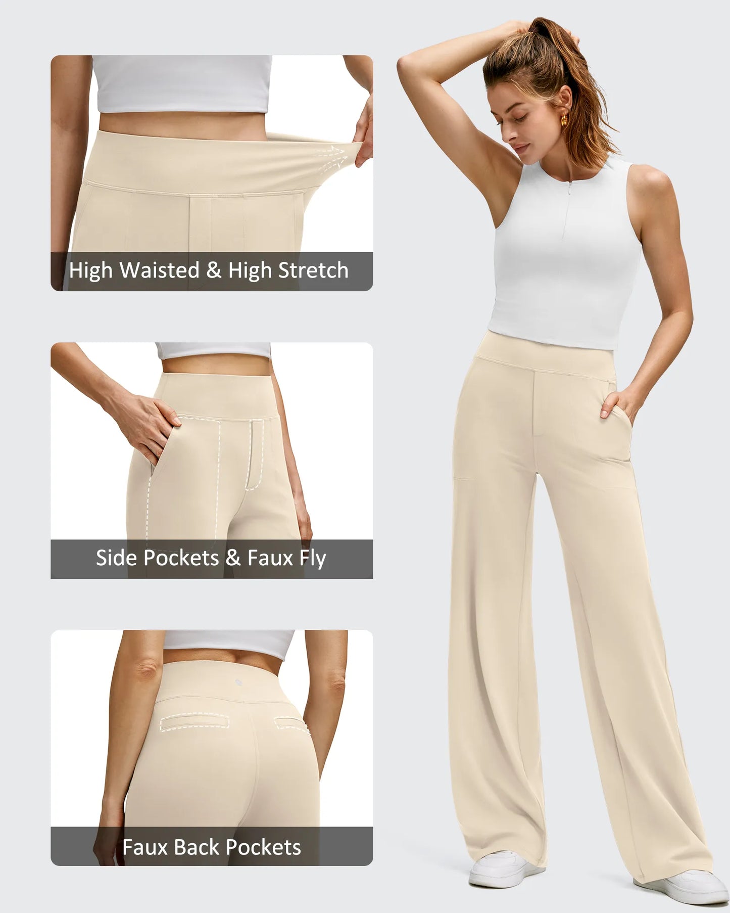 Pantalones de yoga de pierna ancha de alta elasticidad BareFeel