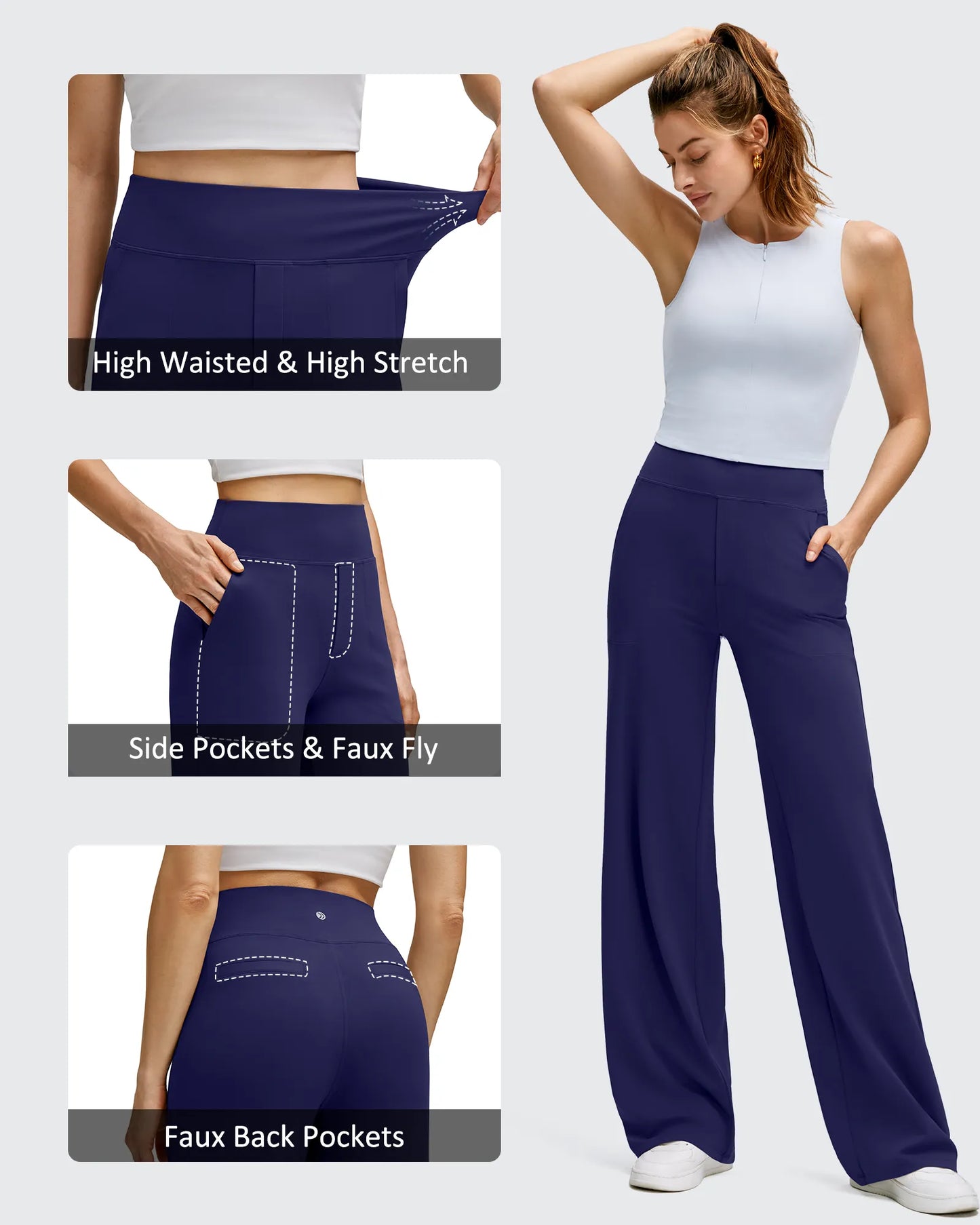 Pantalones de yoga de pierna ancha de alta elasticidad BareFeel