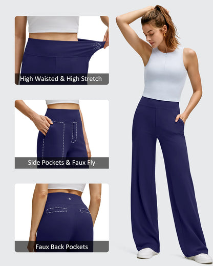 Pantalones de yoga de pierna ancha de alta elasticidad BareFeel