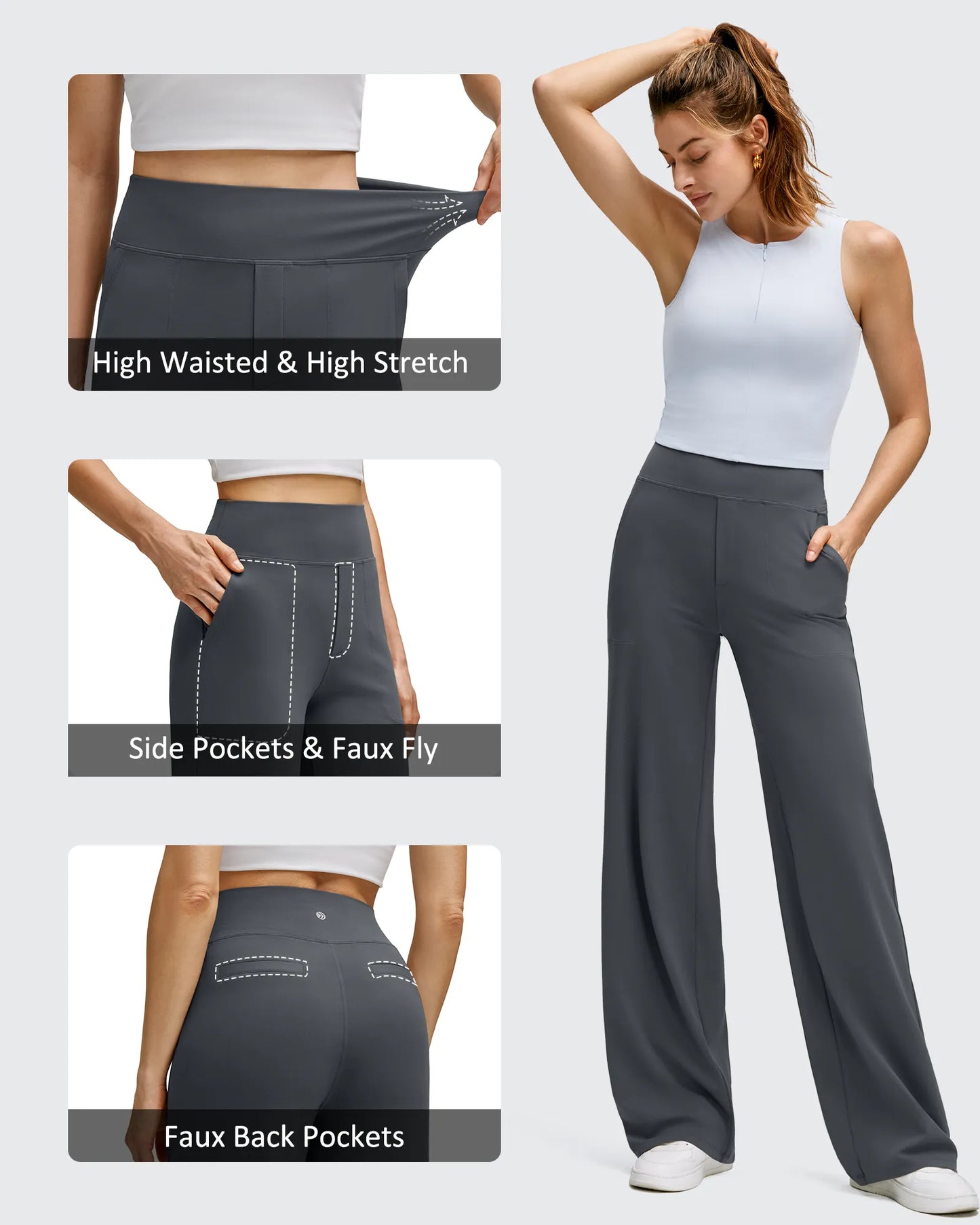 Pantalones de yoga de pierna ancha de alta elasticidad BareFeel