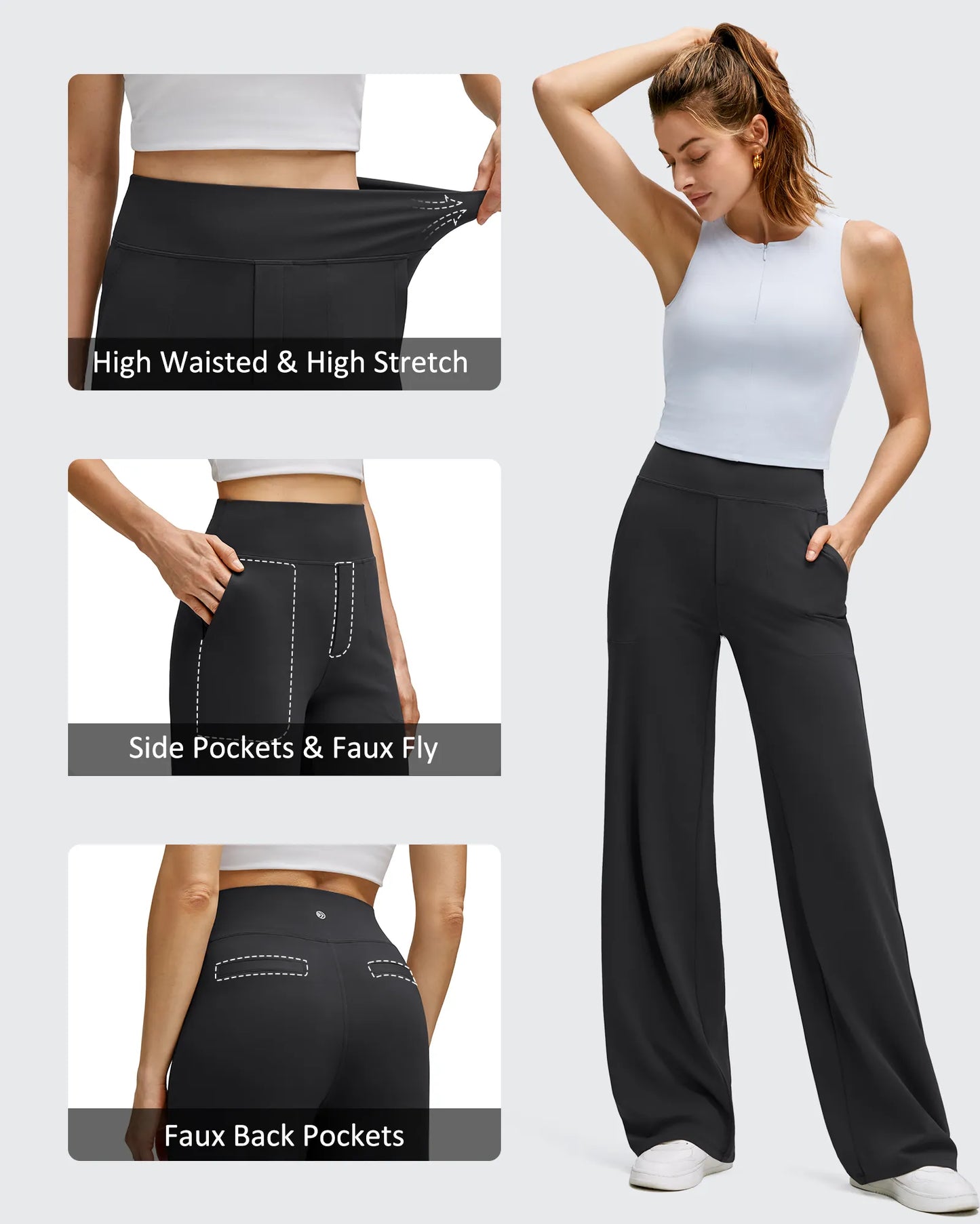 Pantalones de yoga de pierna ancha de alta elasticidad BareFeel