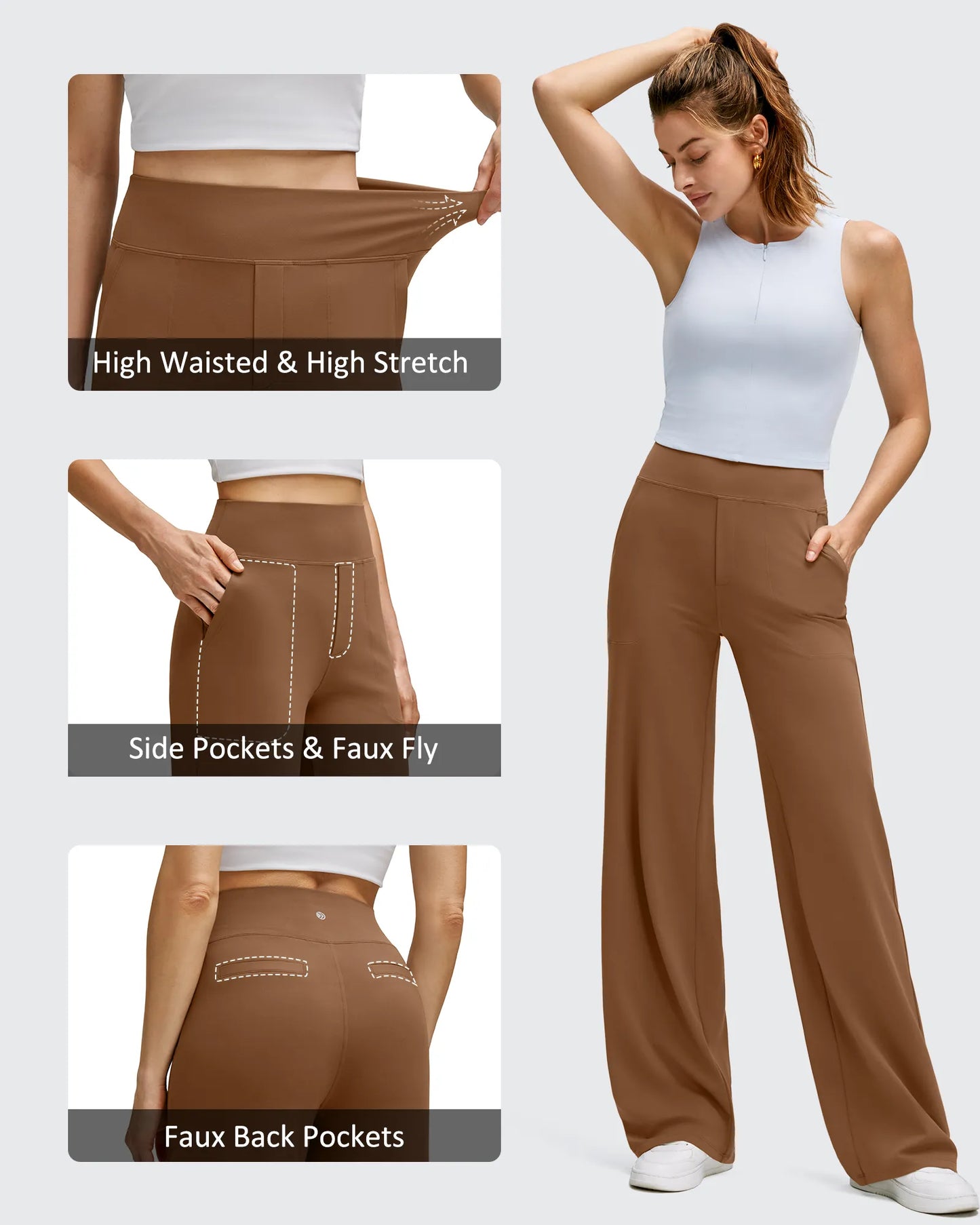 Pantalones de yoga de pierna ancha de alta elasticidad BareFeel