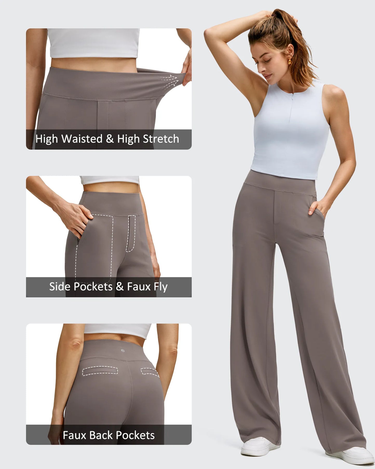 Pantalones de yoga de pierna ancha de alta elasticidad BareFeel
