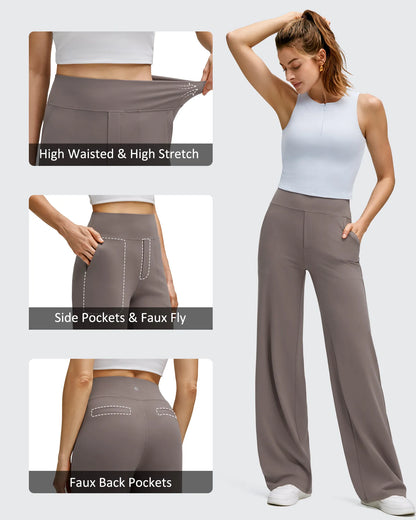 Pantalones de yoga de pierna ancha de alta elasticidad BareFeel