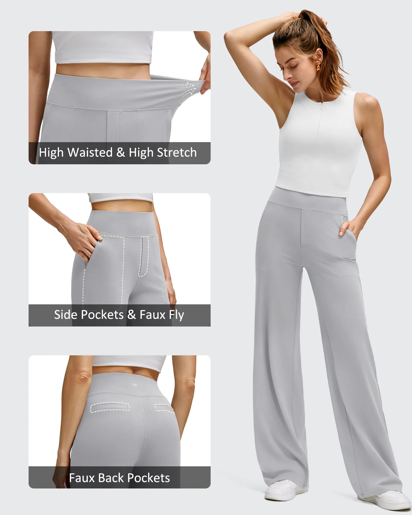 Pantalones de yoga de pierna ancha de alta elasticidad BareFeel