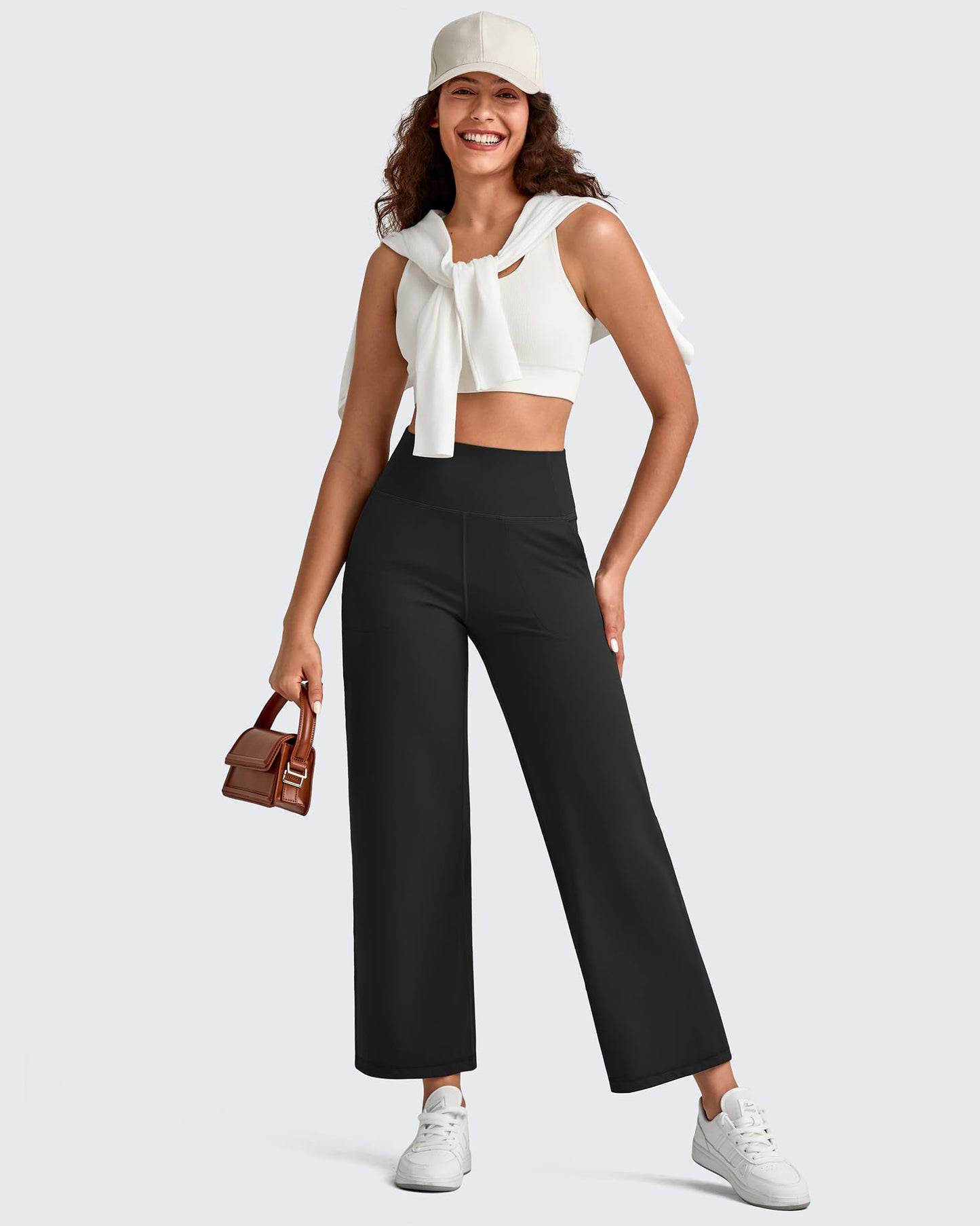 Pantalones Tobilleros de Pierna Ancha y Talle Alto BareFeel