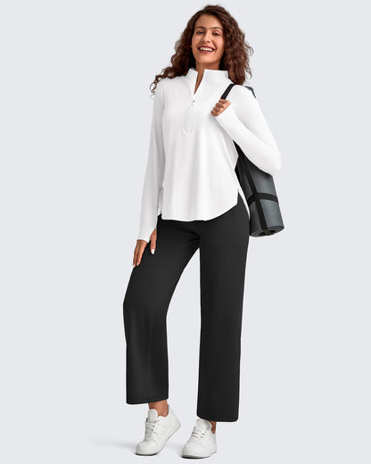 Pantalones Tobilleros de Pierna Ancha y Talle Alto BareFeel