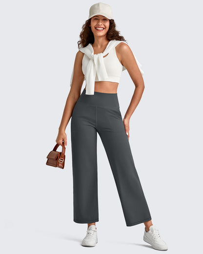 Pantalones Tobilleros de Pierna Ancha y Talle Alto BareFeel