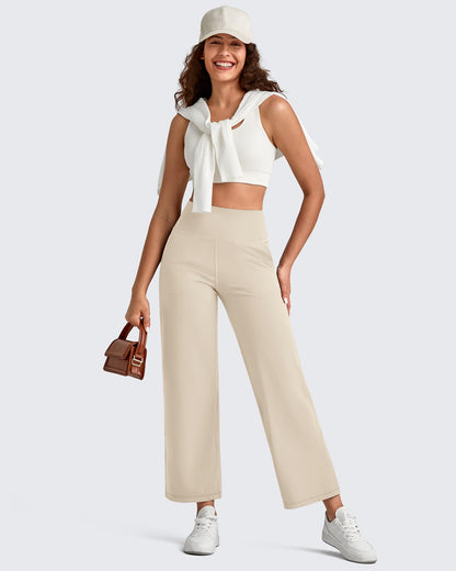 Pantalones Tobilleros de Pierna Ancha y Talle Alto BareFeel