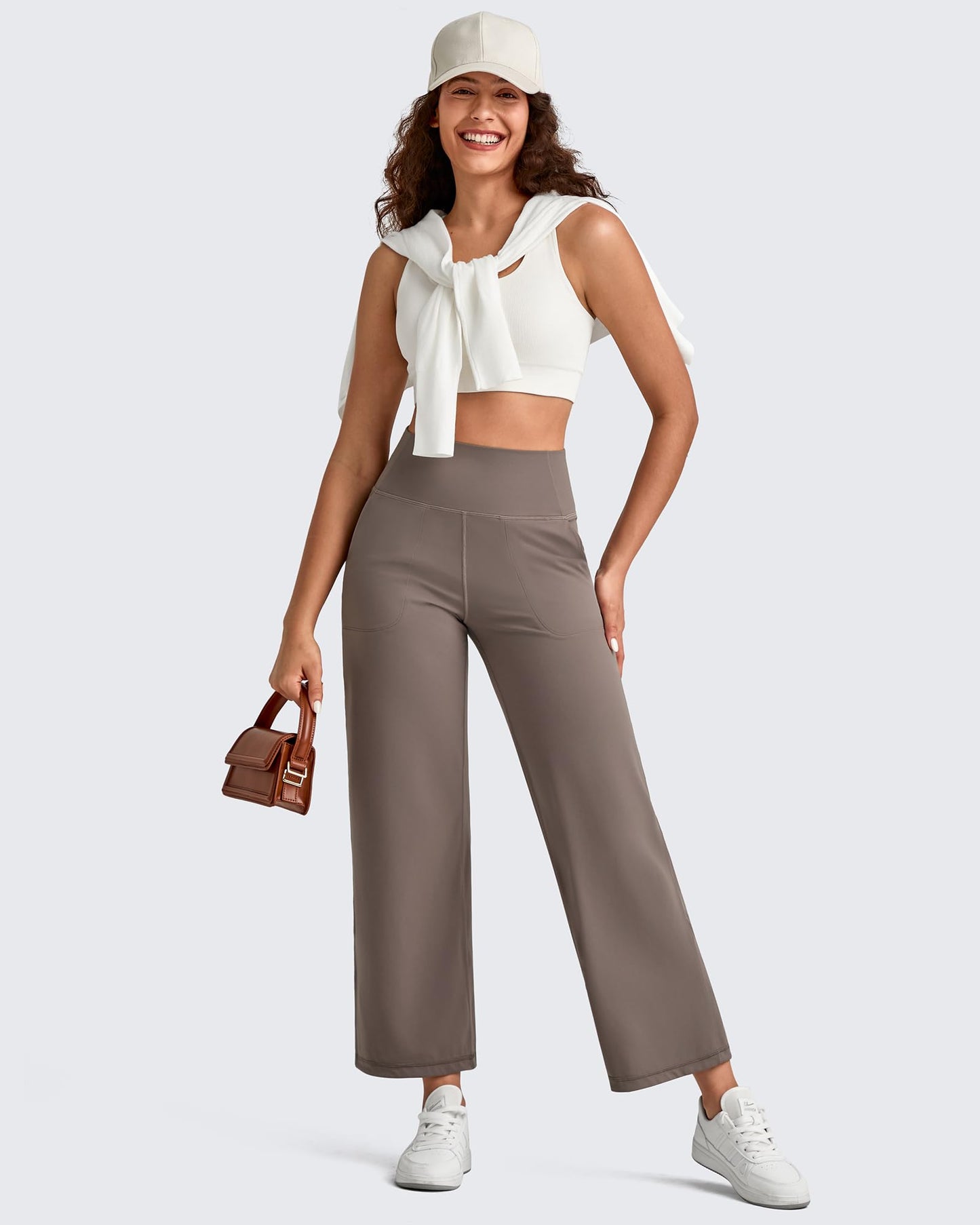 Pantalones Tobilleros de Pierna Ancha y Talle Alto BareFeel
