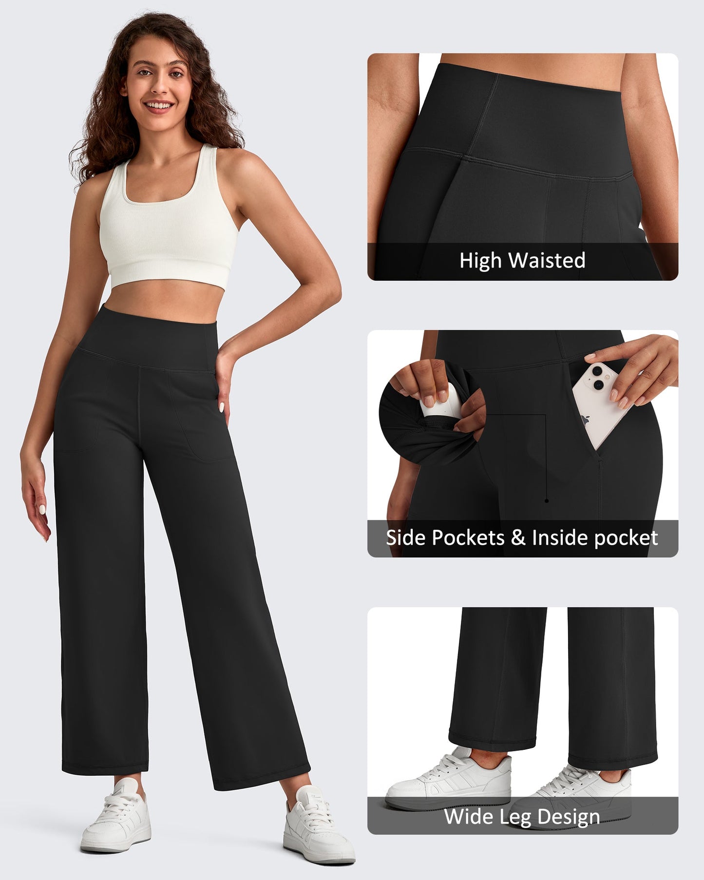 Pantalones Tobilleros de Pierna Ancha y Talle Alto BareFeel
