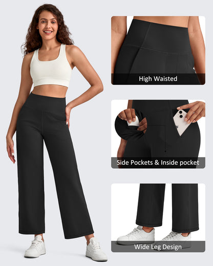 Pantalones Tobilleros de Pierna Ancha y Talle Alto BareFeel