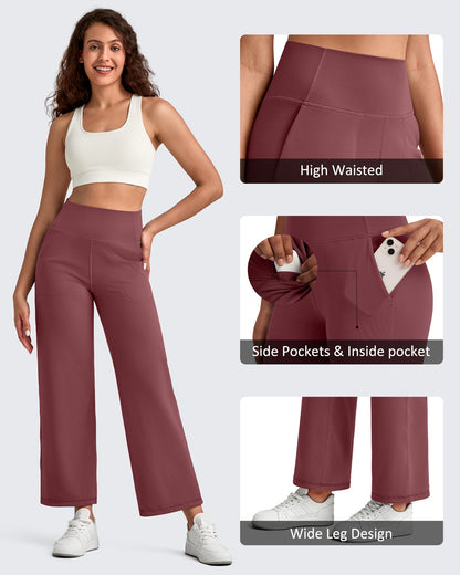 Pantalones Tobilleros de Pierna Ancha y Talle Alto BareFeel